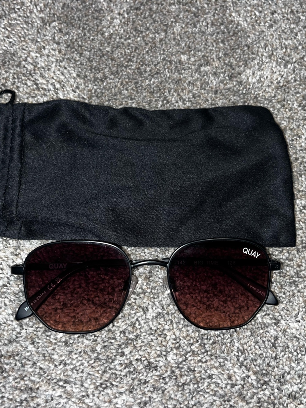 Quay Australia Big Time Sunglasses Brown Euc